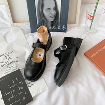 Shallow mouth 2022 Summer thin models new small leather shoes schoolgirls Han prints 100 hitch retro Inn Wind Mary Precious shoes