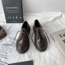 ins small leather shoes female Korean version 100 hitch student Inron wind retro chic single shoe round head 2022 new ulzzang