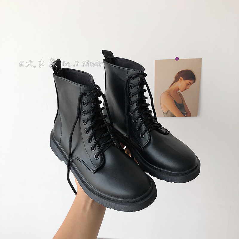 2022 spring autumn new Martin boots female Inn Wind students Korean version 100 lap short boots Inn small leather boot locomotive lacing