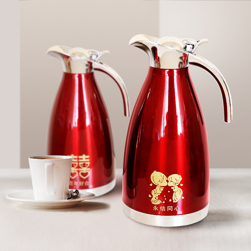 Wedding Wedding Celebration for Home Red Large Number of Stainless Steel Warm Pot Warm Bottle Happy Hot Water Bottle Insulated Pot Insulation