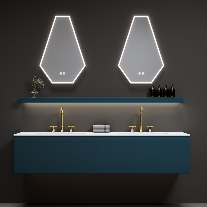 Designer Custom Minima Bath Room Cabinet Composition Rock Board All-in-one Makeup Room Wash Table Wash Washbasin Ink Green