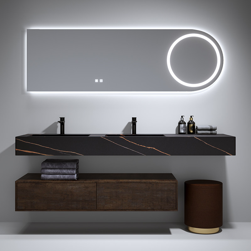 Designer Custom Bath Room Cabinet Combination Dresser Makeup Double Groove Washbasin Rock Plate All-in-one Makeup Room Wash Washbasin Washbasin