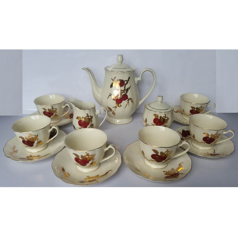 Early 70s Peng City Out of red fruit tea set 15 head magnetic state kilns collection of old physical objects