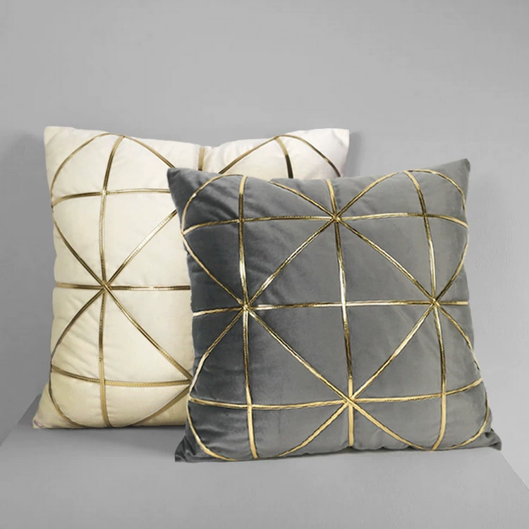 Golden MiG Dải Modern Light Luxury Postmodern Beige Grey Flannel Cushion Model Room Gối