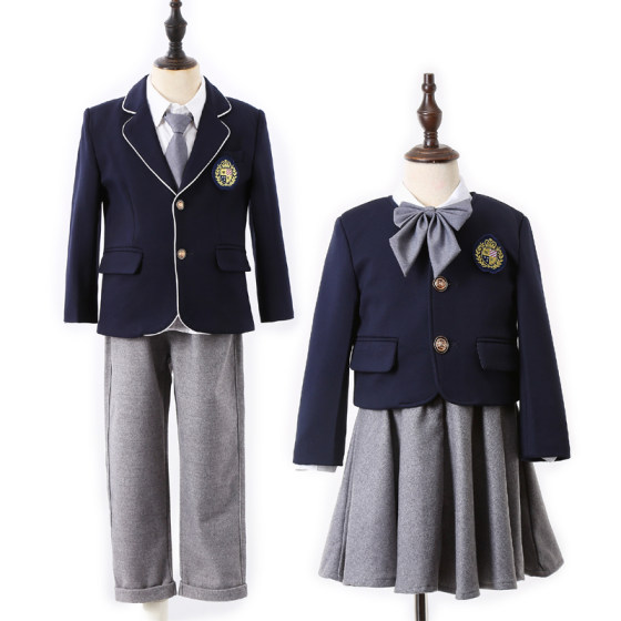 Kindergarten uniforms, spring, autumn and summer suits, British college children's class uniforms, suits, Korean style primary school uniforms, three-piece set