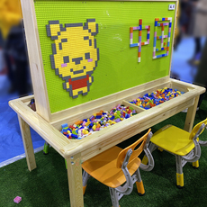 Многофункциональные детские игрушки, Игровые столы 早教儿童积木桌子实木游戏桌益智教玩具松木多功能宝宝学习台全套