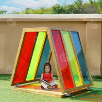 Colorful hut outdoor childrens playhouse reading corner light and shadow hut multi-functional role play sunshine wooden house
