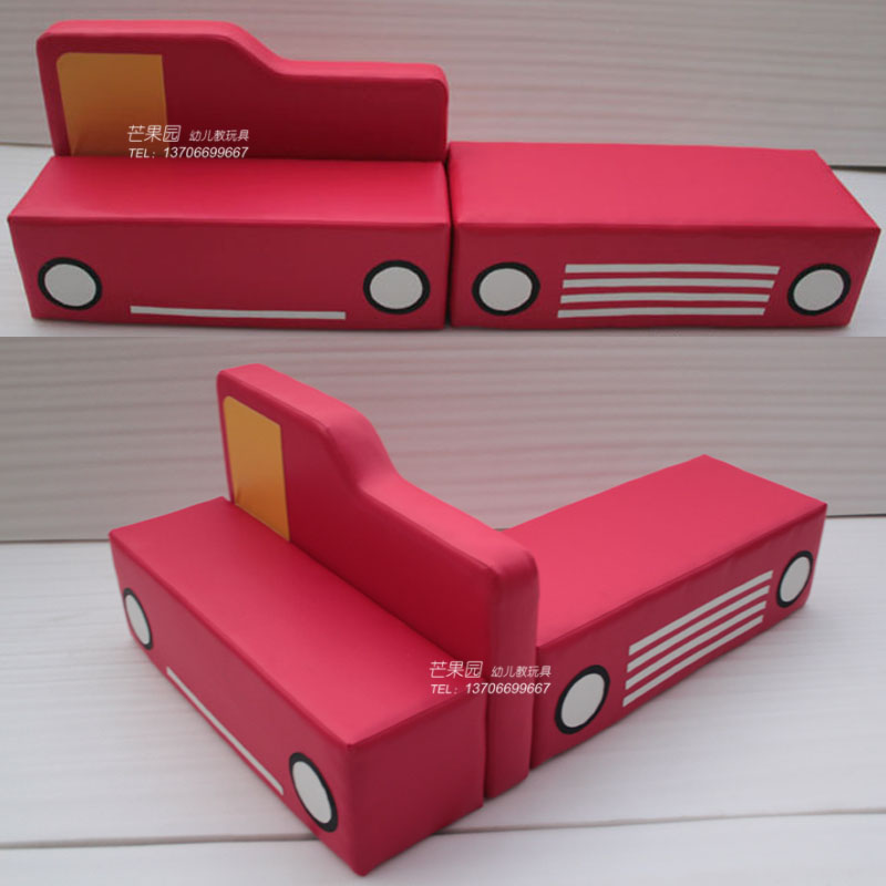 Early Teach Children Software Small Sofa Benches Soft Bag Long Bench Cartoon Fire Truck Auto Animal Color Backrest Sofa