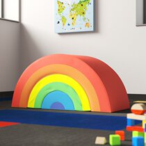 European standard software ever-changing rainbow early education hall soft package arched crawling drill hole combination half-circle and half-moon shaking educational toy
