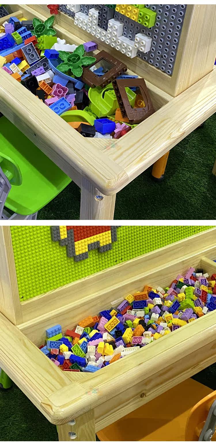 Многофункциональные детские игрушки, Игровые столы 早教儿童积木桌子实木游戏桌益智教玩具松木多功能宝宝学习台全套 OTHER