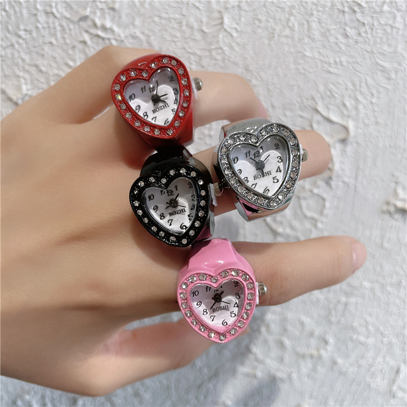 Simple Style Classic Style Heart Shape Alloy Inlay Artificial Gemstones Couple Rings display picture 1