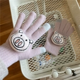 Демисезонные утепленные удерживающие тепло мультяшные перчатки для влюбленных, комплект, милый мобильный телефон, сенсорный экран