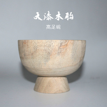 Zero lacquer creation] lacquer wooden tire high foot bowl lacquer art wooden bowl lacquer material