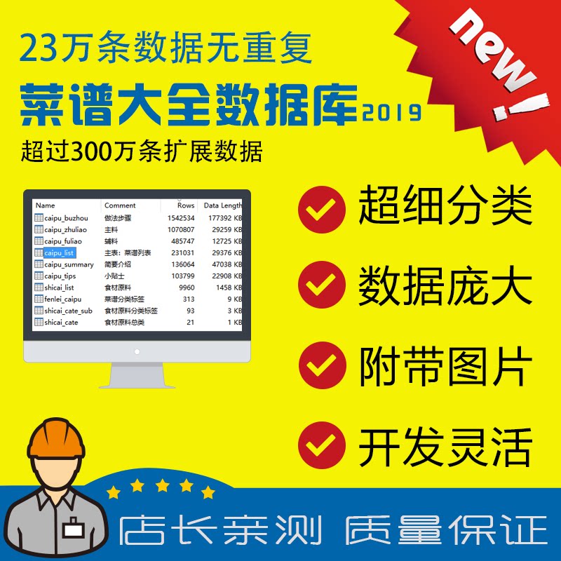 Recipe database Download 230,000 recipes 3,000,000 data 9,900 ingredients Recipe Daquan SQL format