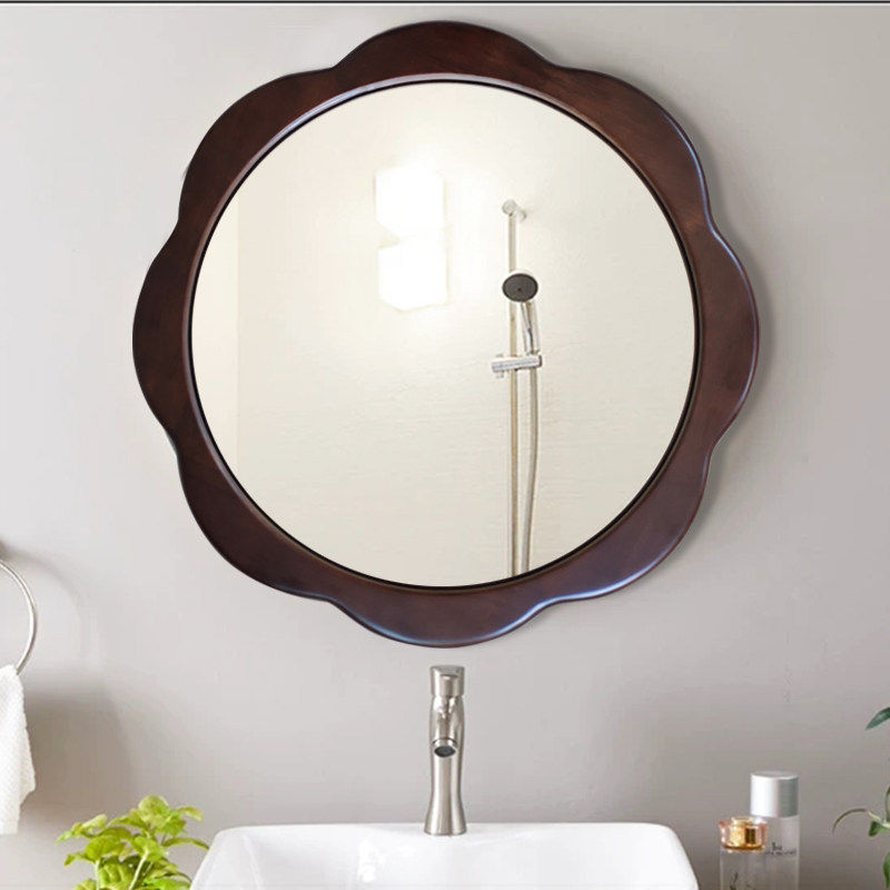 Plum Blossom Mirror Modern Chinese Furniture Solid Wood Wall Hanging Makeup Mirror Bedroom Entrance Decoration Wall Hanging Bathroom Makeup Mirror