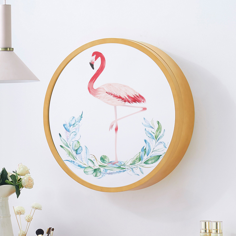 Nordic Round Bathroom Side Cabinet Shelve Shelf Wood Living Room Genguan Decoration Painting With Containing Cabinet Functional Wall Hung