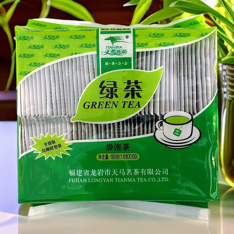 Jinlong Pot Green Tea Bagged Tea Disposable Tea Bags Each Bag/100 Small Bags Hotel Restaurant Milk Tea Shop Free Shipping