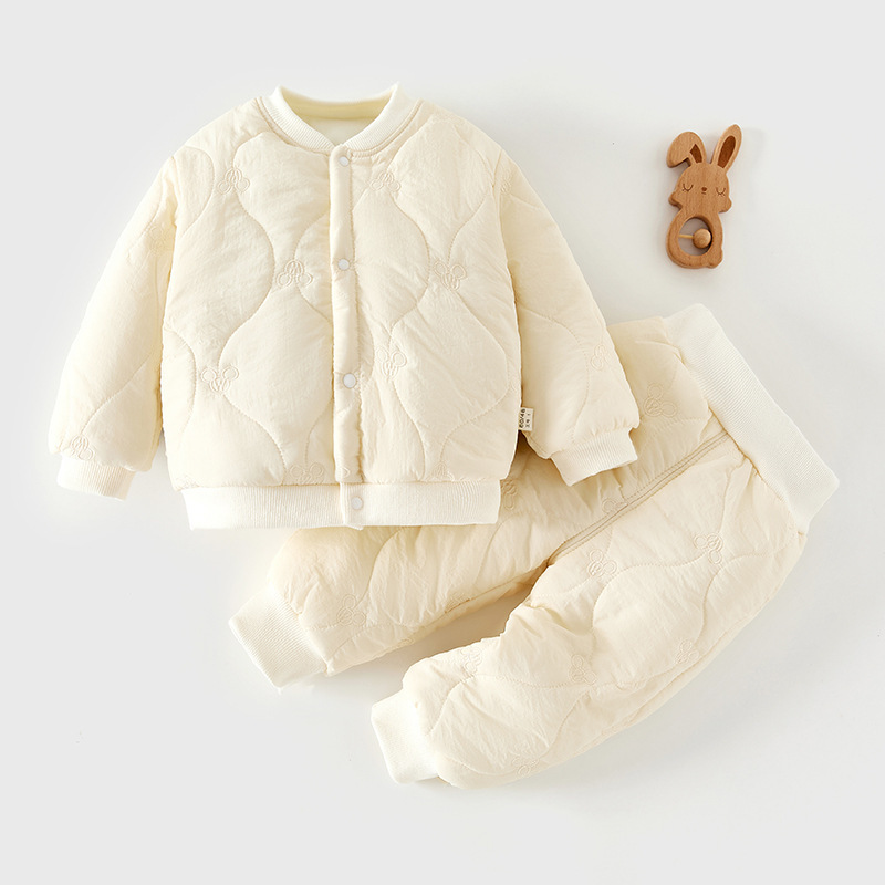 Winter Baby Thickened Cotton-Padded Jacket Set, Baby Quilted Baseball Jacket, Cardigan Jacket, Cotton-Padded Jacket and Pants Two-Piece Set Winter Baby Thickened Cotton-Padded Jacket Set, Baby Quilted Baseball Jacket, Cardigan Jacket, Cotton-Padded Jacket and Pants Two-Piece Set