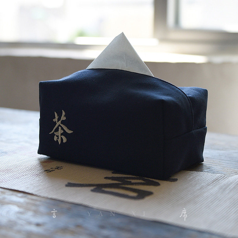Tea room desktop tissue box fabric of cotton and tablet embroidered homestay tissue sleeve small paper towel pumps bag Chinese wind