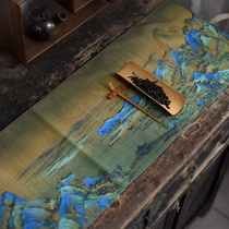 Chinajiang Mountain printing Qingming River Tube Table Tea tableflag Chinese ancient name painting tea curtain