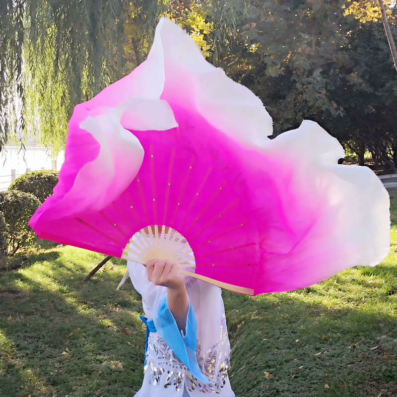 Dance fan Dancing Fan lengthened Adult Show Color Double-sided Rice Seedlings Song Fan Show Big Fan-Gradual Floor Dancing Show Fan