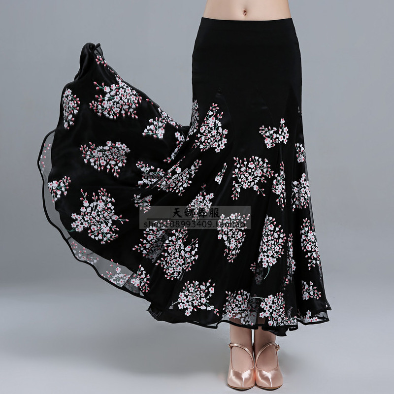 New large swing skirt custom flower fabric modern dance skirt practice skirt slim national standard dance social dance practice performance costume