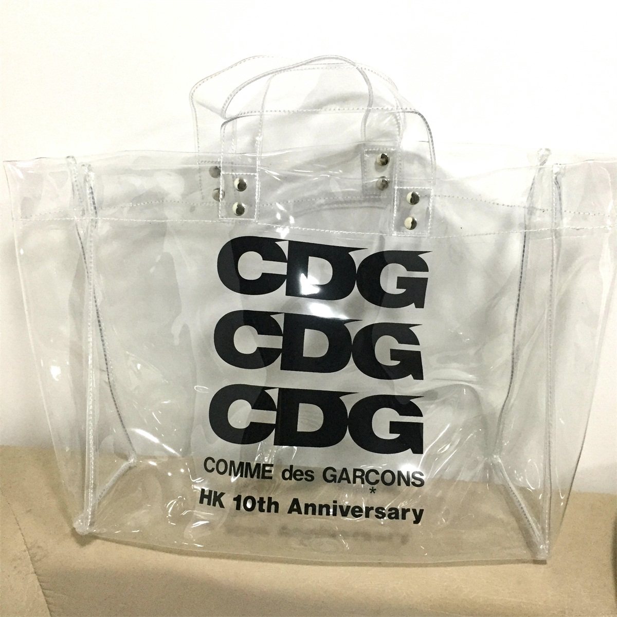 cdg transparent pvc tote bag