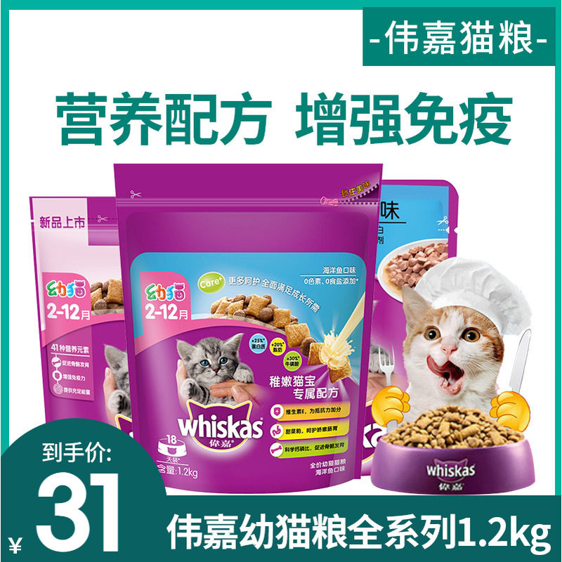 Weijia young cat cat food and cat food and cat fish cat food 1 2kg pet food English short kitty cat food pet cat food-Taobao
