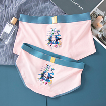 Couples underwear breathable pink modal cotton sexy cute cartoon mens and womens personality underwear set