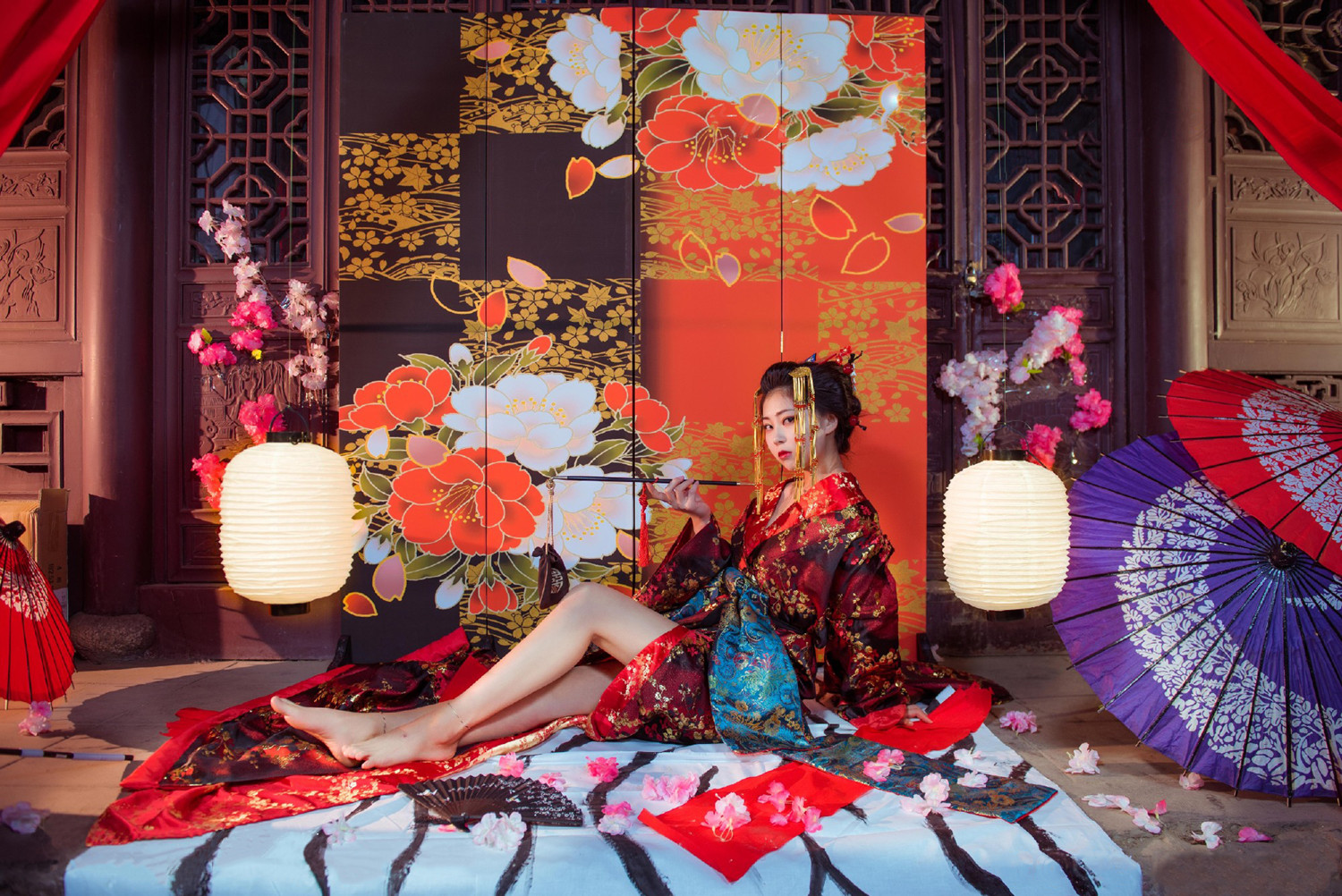 日本和服艺妓花魁超华丽套装cos女写真舞台表演主播服装可大批量