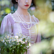 Princess Daisy -- Xias European style vintage imperial palace wind lined with cotton lace side a character large pendulum one-piece dress