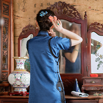 Flowers like the brocade -- a city of wind power -- spring and summer real silk Song Su Jin Chinese style fake two pieces of disc button Republic of the Republic of the Republic of China