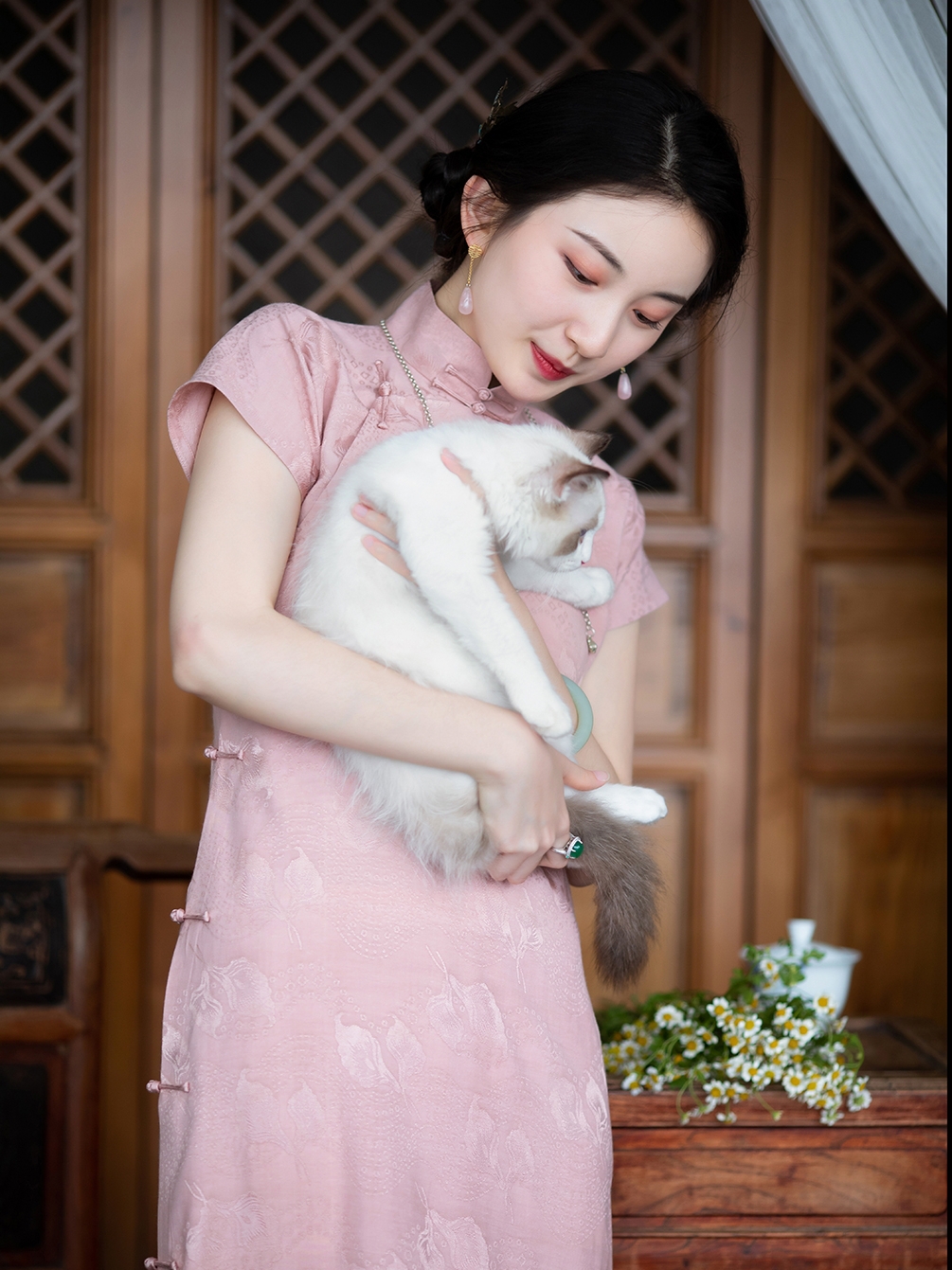 Summer retro fresh cheongsam for elementary school students, Chinese style, for students
