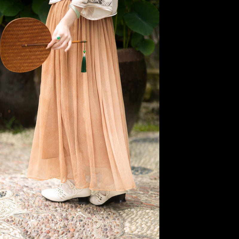 Light Gauze Dreams | City Breeze | Summer Silk Crepe Vintage Everyday Versatile A-Line Flared Skirt