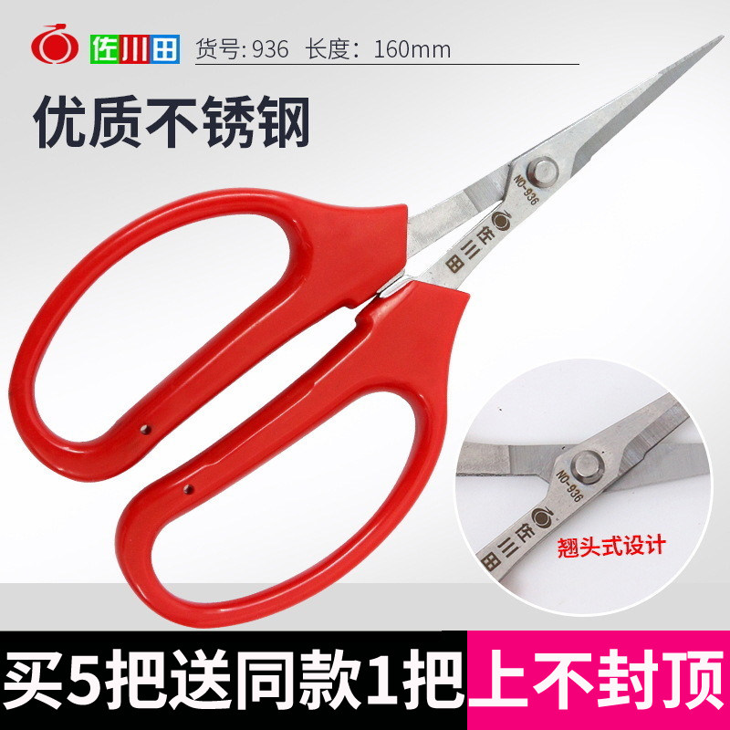 Sagawa Tian 936 stainless steel thin fruit scissors warped head scissors vegetable flower picking fruit scissors insert garden art cutting garden scissors
