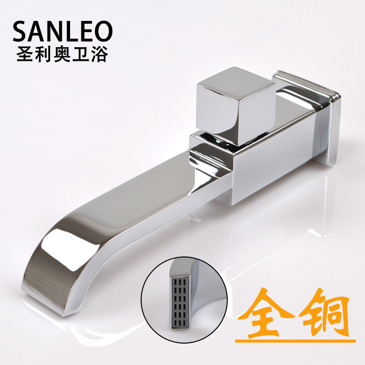 Full copper mop pool tap Single-cold-in-wall mop pool tap Balcony Wash Basin tap lengthened tap