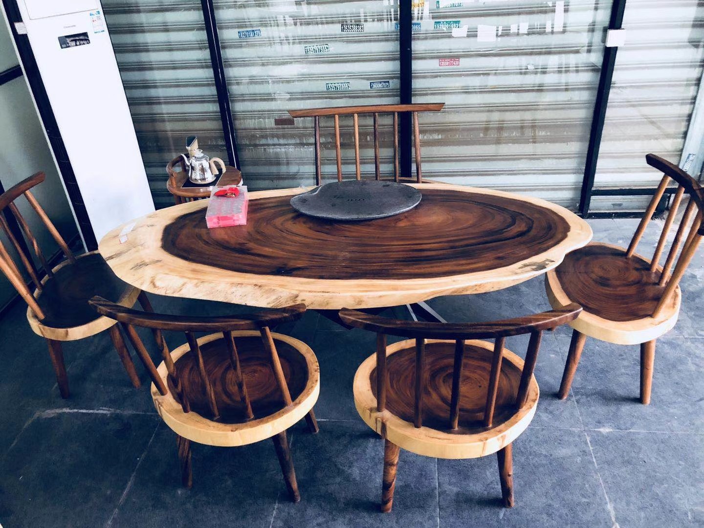 Walnuts Wood Cut Round Table Tea Table Original Eco Log Tea Table Creativity Year Round Table Casual Table Whole Board Tea Table