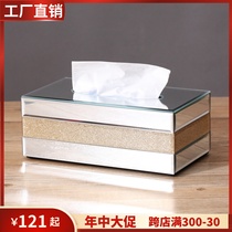 Nordic modern high-end light luxury high-value tissue box living room bedroom desktop household high-end glass tissue box