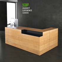 Crowdsmiths Workshop ZJF Hotel Front Desk Reception Desk Oak Wood Company Bar Bench Wood Modern Minimalist Log Cashier