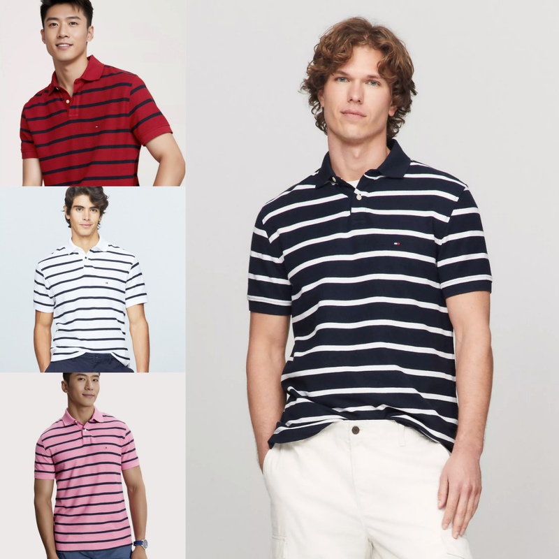 [Domestic Stock, Quick Delivery] Authentic Tommy Hilfiger Men's 2026 Spring New Striped Polo