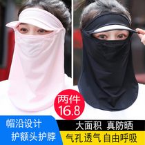 Ice silk sunscreen mask full face breathable face protection neck protection Summer thin sun hat mens and womens masks UV protection