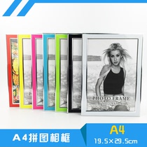 A4 puzzle photo frame with support photo frame DIY thermal transfer puzzle frame silver edge plastic photo frame