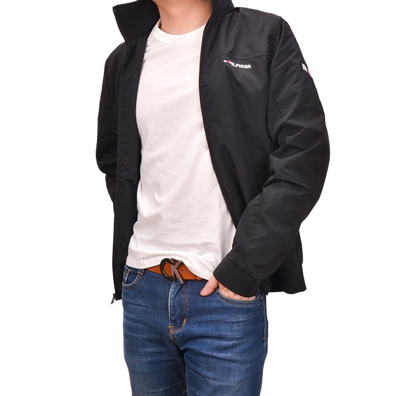 Ready Stock Men's Spring and Autumn Jacket with Stand Collar and Hood, Outdoor Casual Rainproof Breathable Jacket