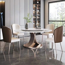 Italian Imported Rock Plate Table Modern Minima Light Lavish High-end Bright Light Round Swivel Home Round Table Dinner Table