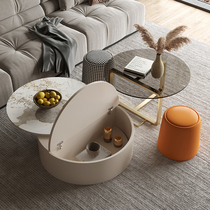 Light Extravagant Rock Plate Swivel Tea Table Round Size Composition Modern Minima Small Family Type Living Room Superior Sensory Storage Tea Table