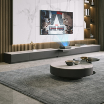 Laser rock plate TV cabinet Tea Table Combination Projection Special Telescopic Modern Brief small family type home living room lockers