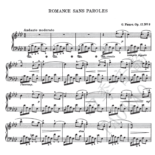 Forre Romance sans paroles without word romantics Op 17 No 3 Piano solo spectrum