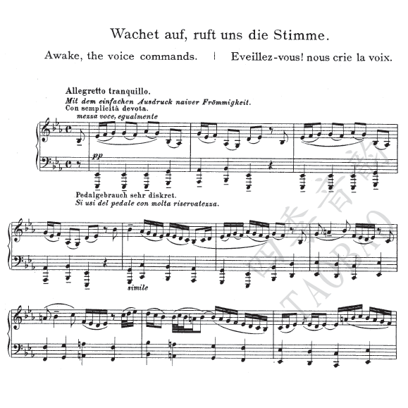 Busoni Bach Wachet auf BWV 140 (645) wake up for long night with piano solo spectrum