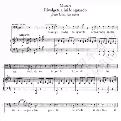 Mozart female Rivolgete a lui lo sguardo sound score piano accompaniment score