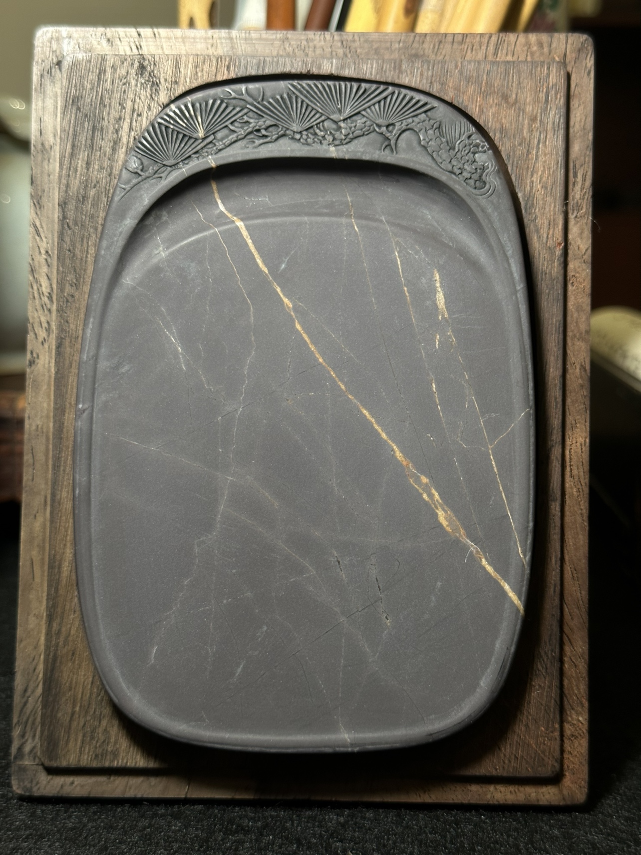 松　硯　古硯 Amazon | 硯石 端渓硯 老坑 彫松硯 4.8吋 （120×90×15mm） | 硯